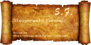 Steigerwald Ferenc névjegykártya
